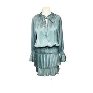 P. Cill aqua long sleeve boho mini dress size S